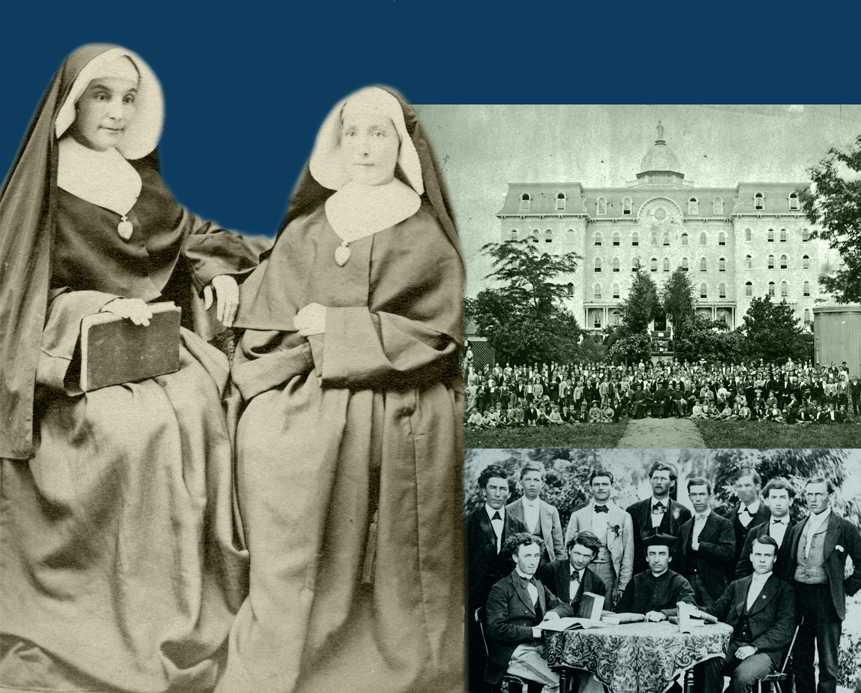 Sisters of the Holy Cross and Notre Dame students and faculty circa 1870.